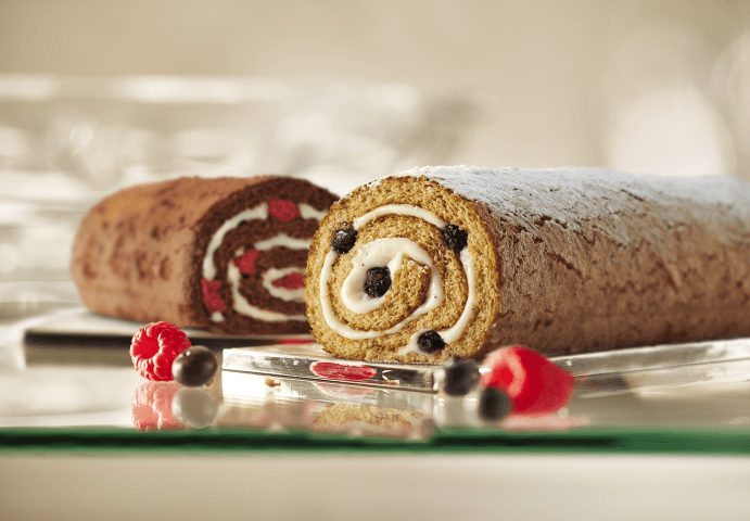 Chocolate Honey Roll with Raspberries